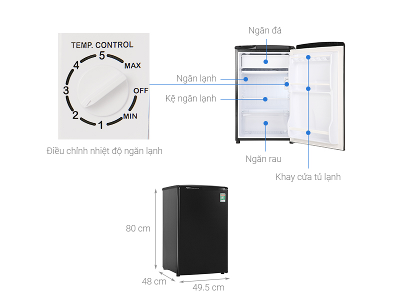 Tủ lạnh Aqua 90 lít AQR-D99FA(BS) 6