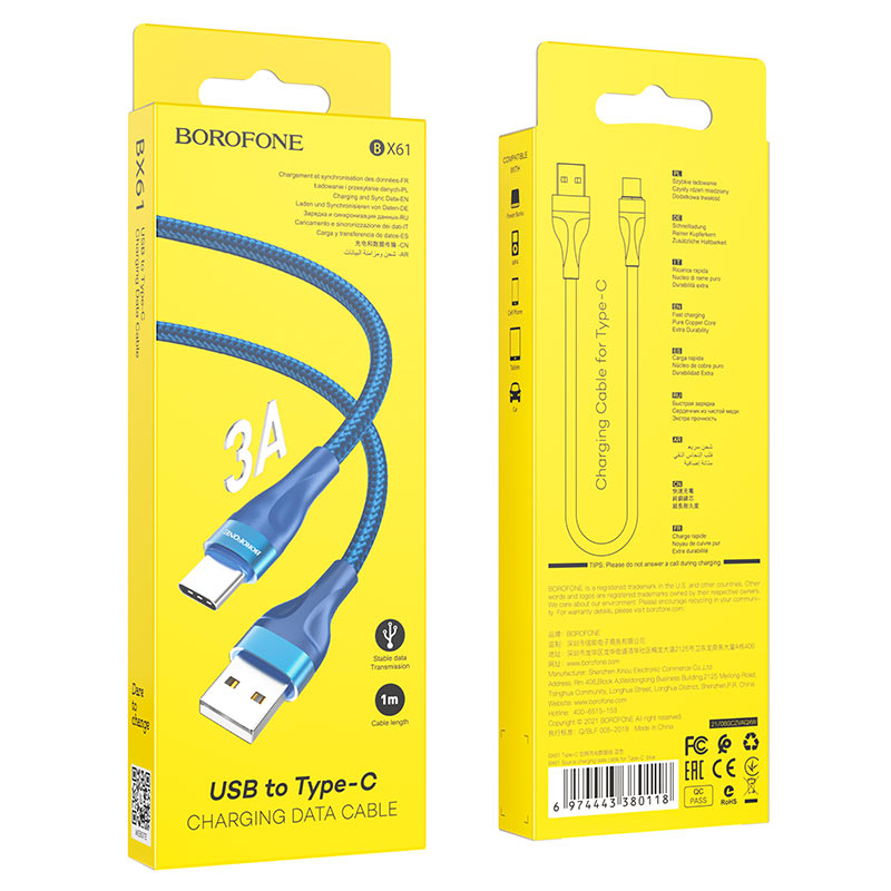 Cáp sạc Borofone BX61 USB  to USB - C 6