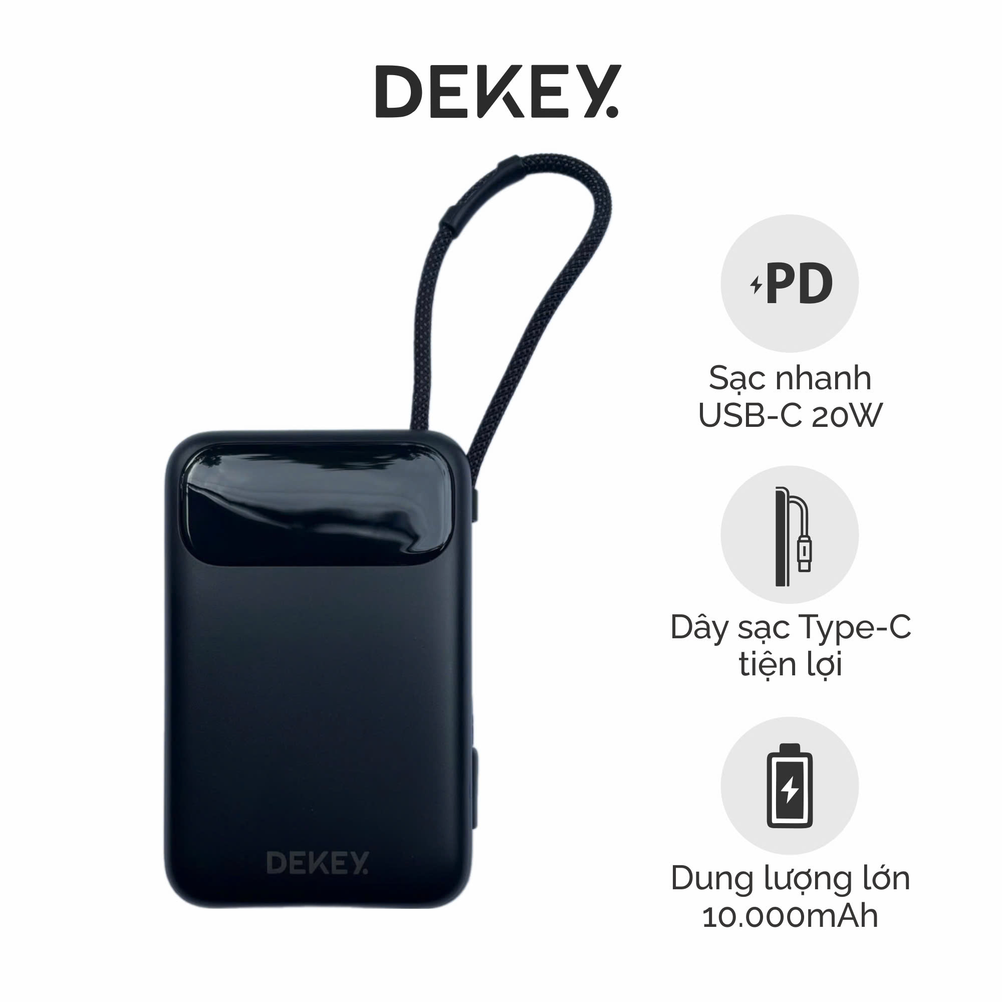 Pin Dự Phòng DEKEY Power Pioneer 10.000mAh USB-C PD Power Bank