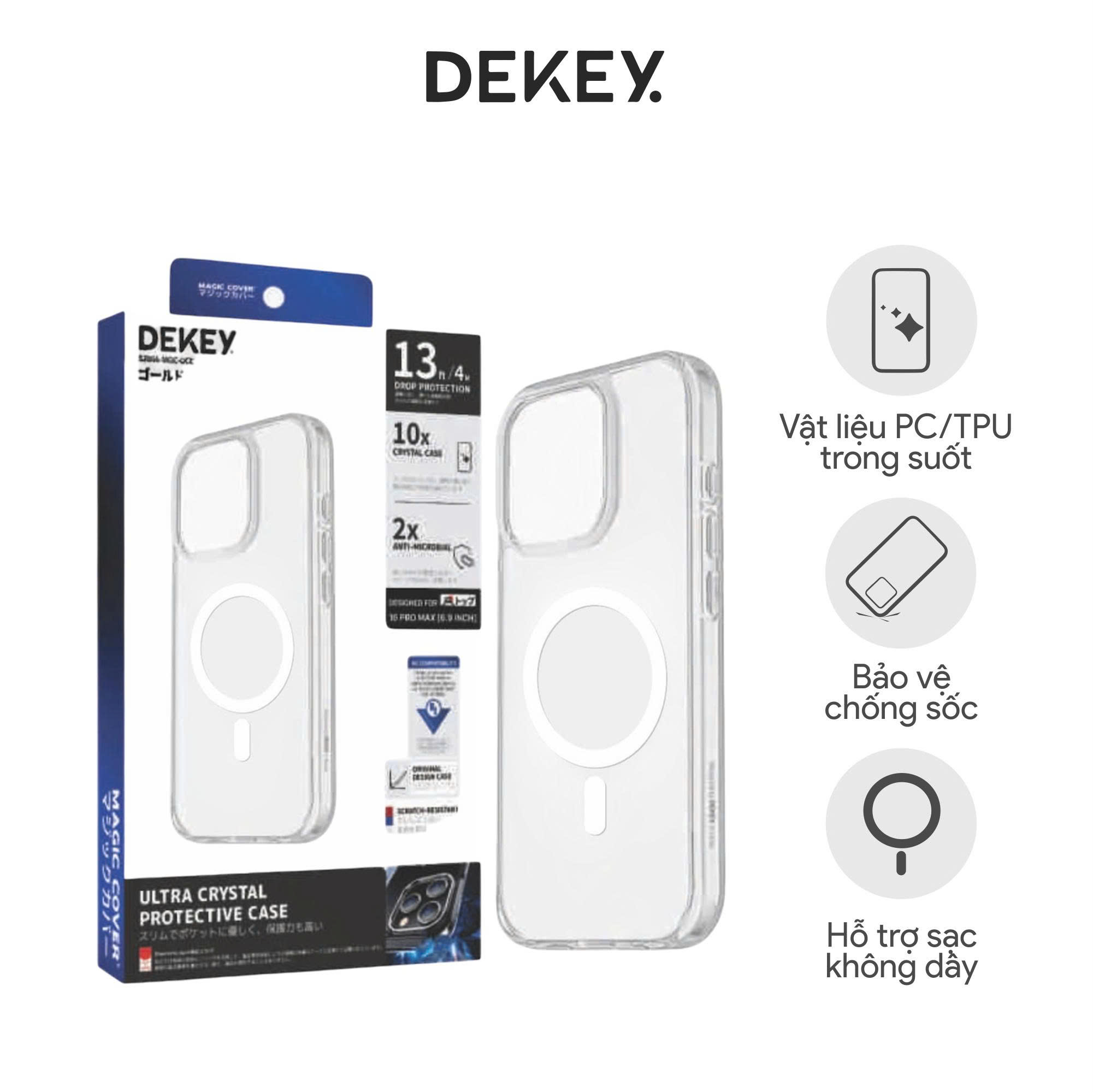 Ốp lưng DEKEY Magic Cover Ultral Crystal With Magsafe for iPhone 13 Promax