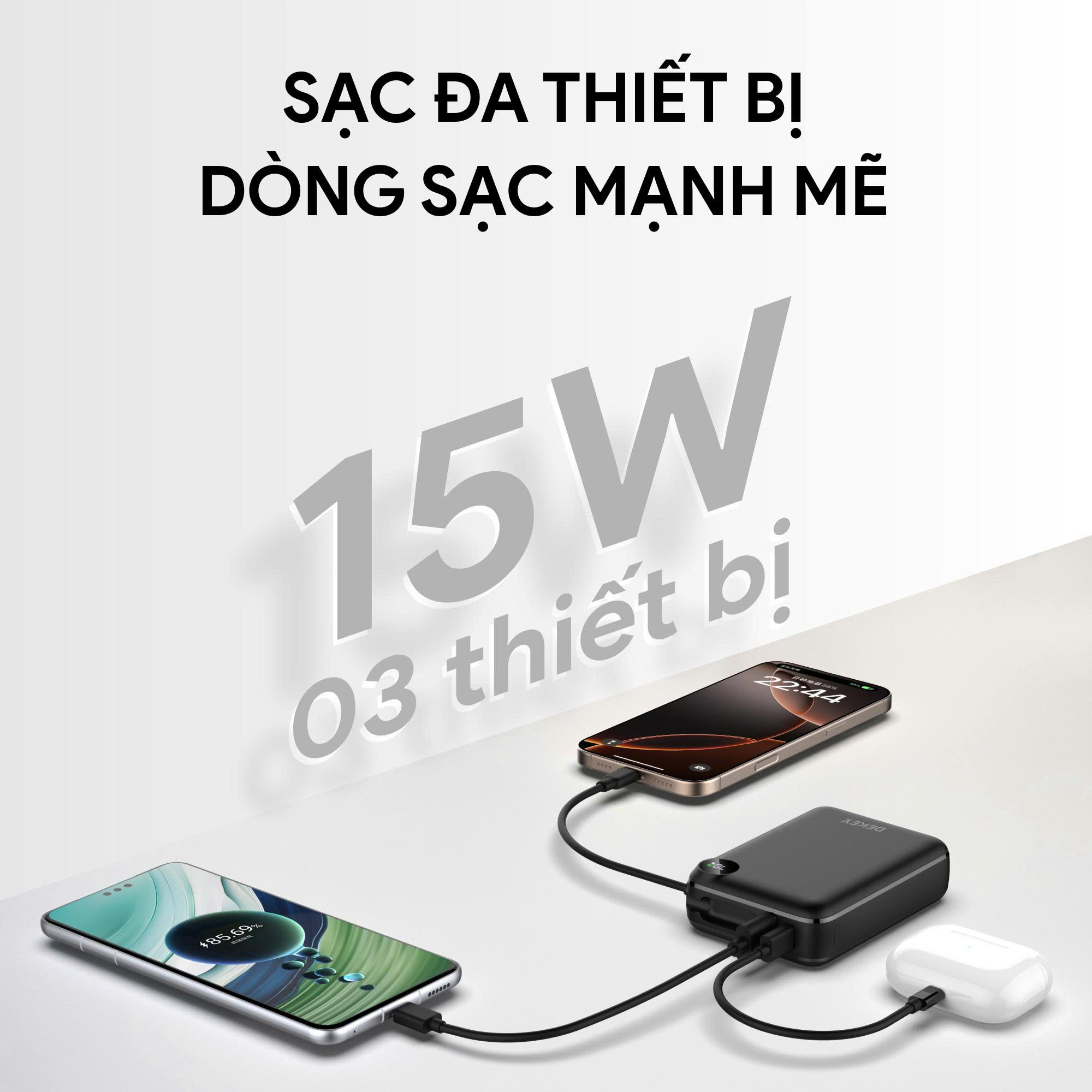 Pin Dự Phòng DEKEY Power Pioneer 20.000mAh 22.5W USB-C PD Power Bank 7