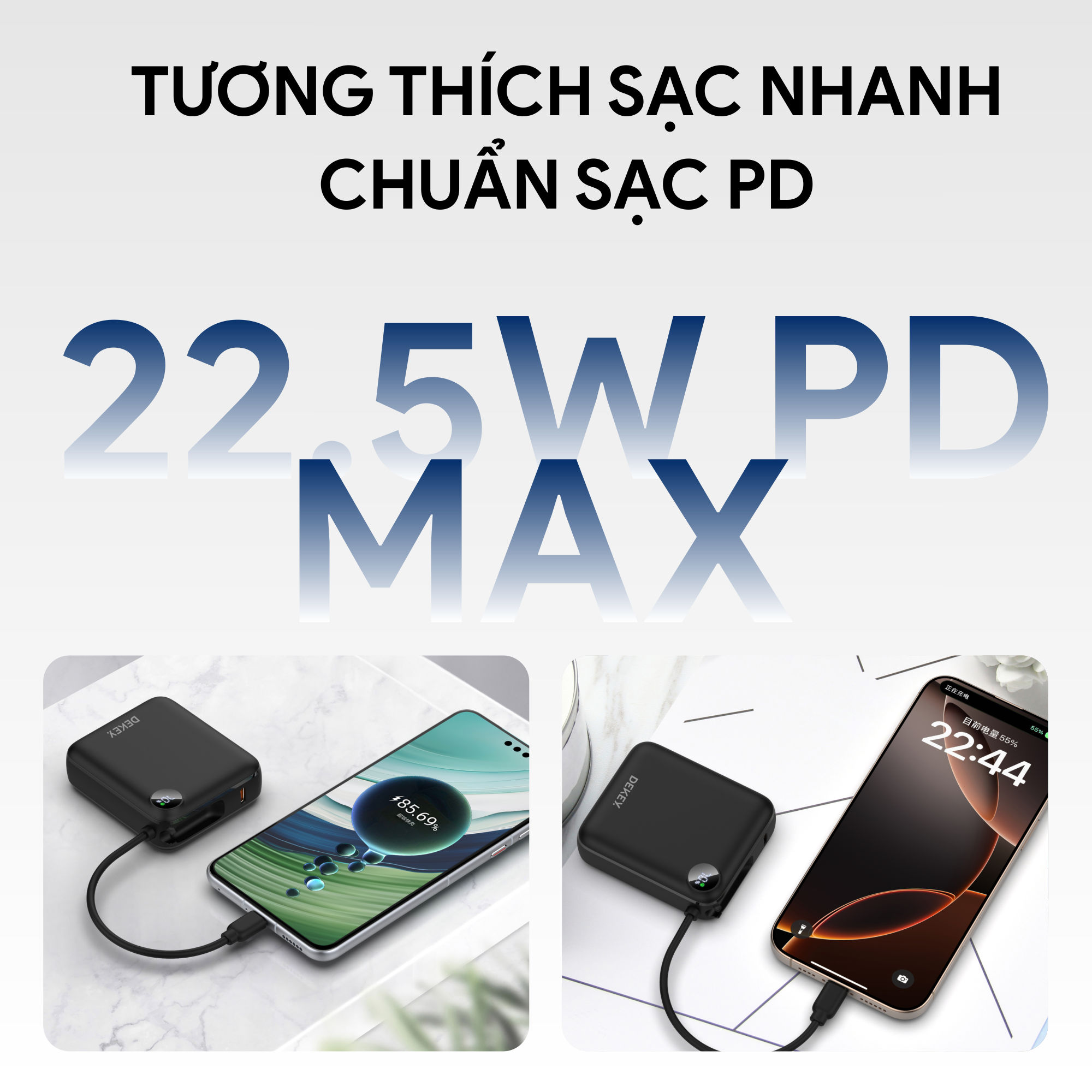 Pin Dự Phòng DEKEY Power Pioneer 10.000mAh 22.5W USB-C PD Power Bank 4