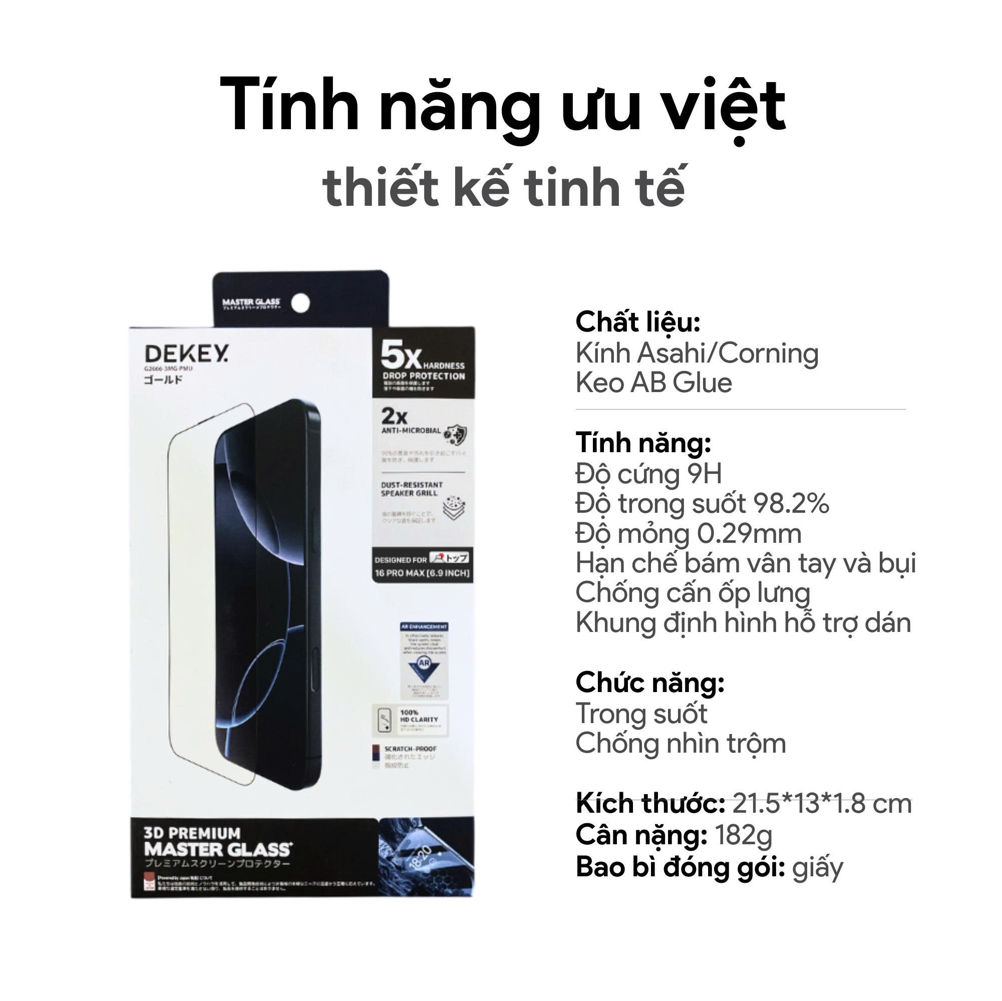 DEKEY Master Glass 3D Premium iPhone 14 Pro 7